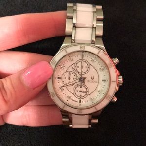 Bulova white ceramic diamond dial watch 98P125